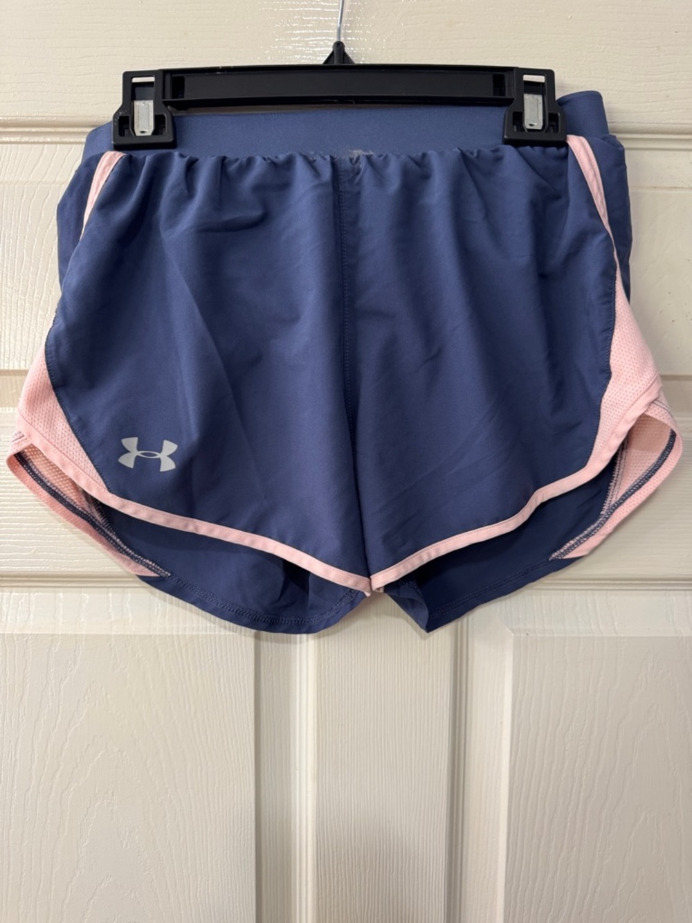 Under Armour Navy with Light Pink Trim Women's SM HeatGear Loose Running Shorts